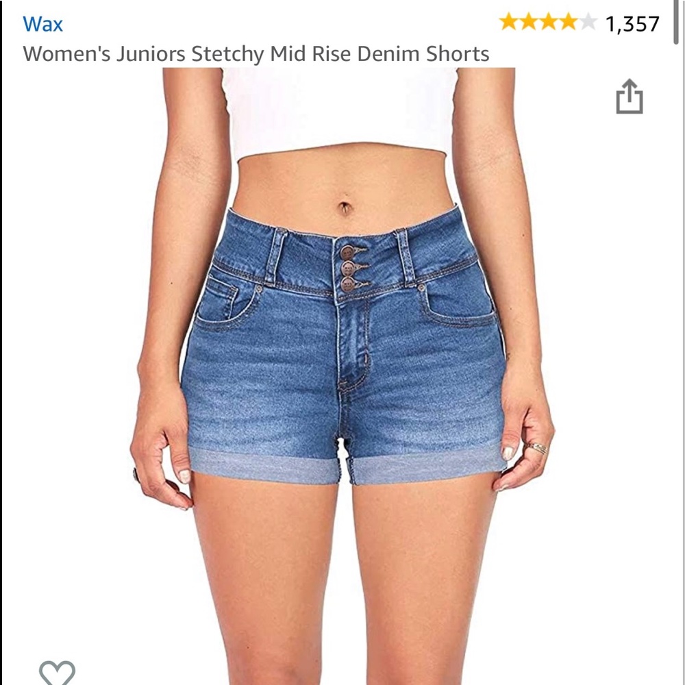 Women's Juniors Stetchy Mid Rise Denim Shorts